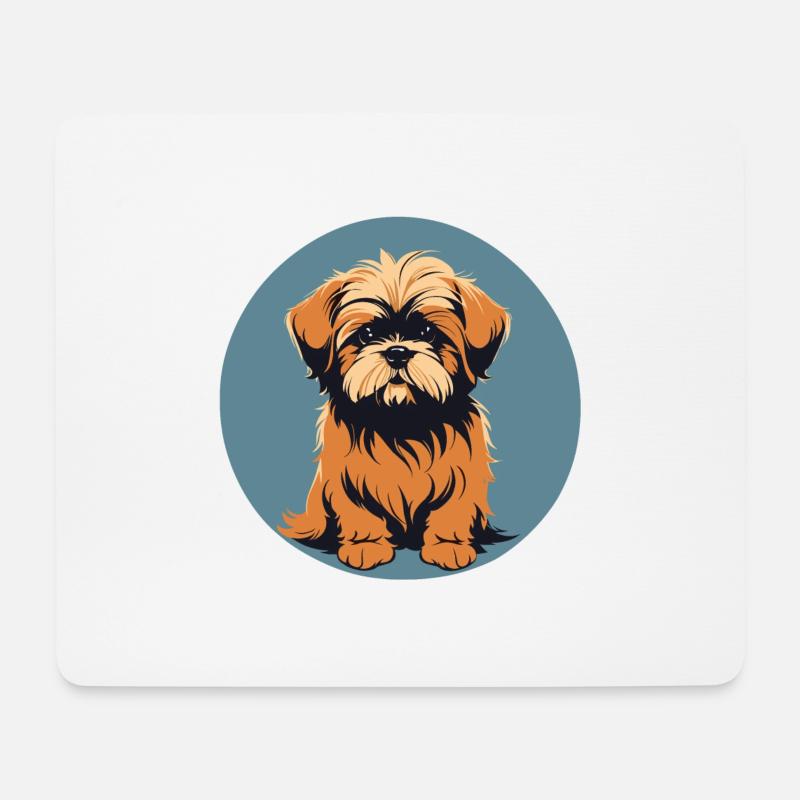 Lhasa apso Hundeporträt Bild - Mousepad (Querformat) - Weiß