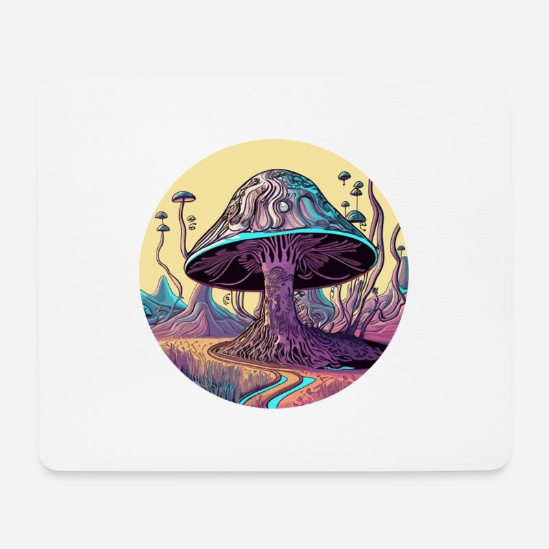 Psychedelisches Pilzbaumtal - Mousepad (Querformat) - Weiß