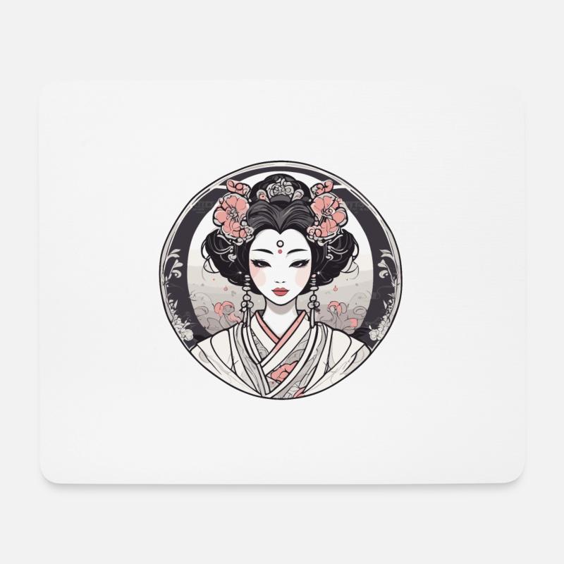 Geisha - Mousepad (Querformat) - Weiß