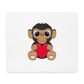 AFFE - HERZ - LIEBE - TIER - Mousepad (Querformat) - Weiß - Vorne