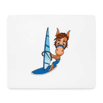WINDSURFER - SURFEN - SPORT - PFERD - TIER - FUN - Mousepad (Querformat) - Weiß - Vorne