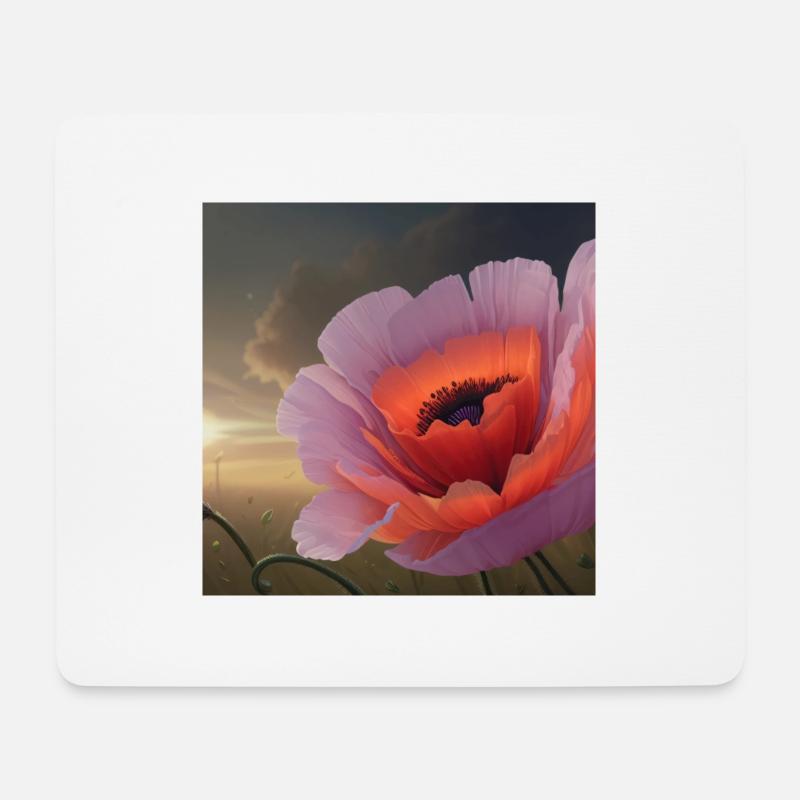 Coquelicot dans la lumière du soir - Tapis de souris (format paysage) - blanc