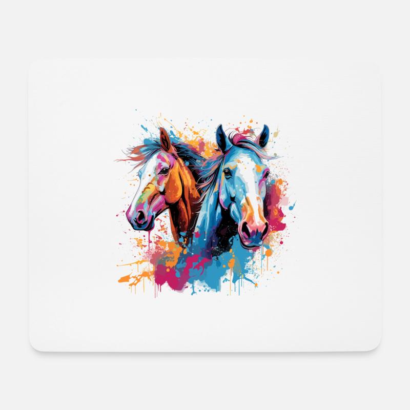 Pferde, Pferde - Mousepad (Querformat) - Weiß