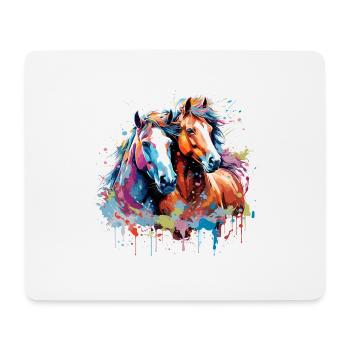 Aquarell Pferde - Mousepad (Querformat) - Weiß - Vorne
