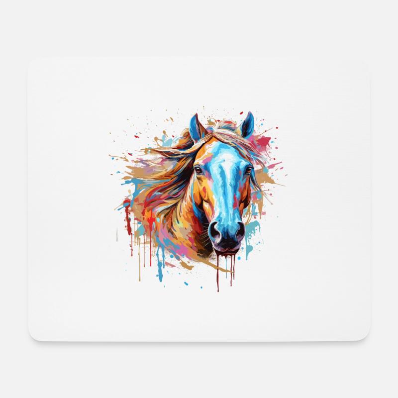 Cheval - Tapis de souris (format paysage) - blanc