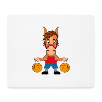 BASKETBALL - SPORT - PFERD - PFERDE - TIER - Mousepad (Querformat) - Weiß - Vorne