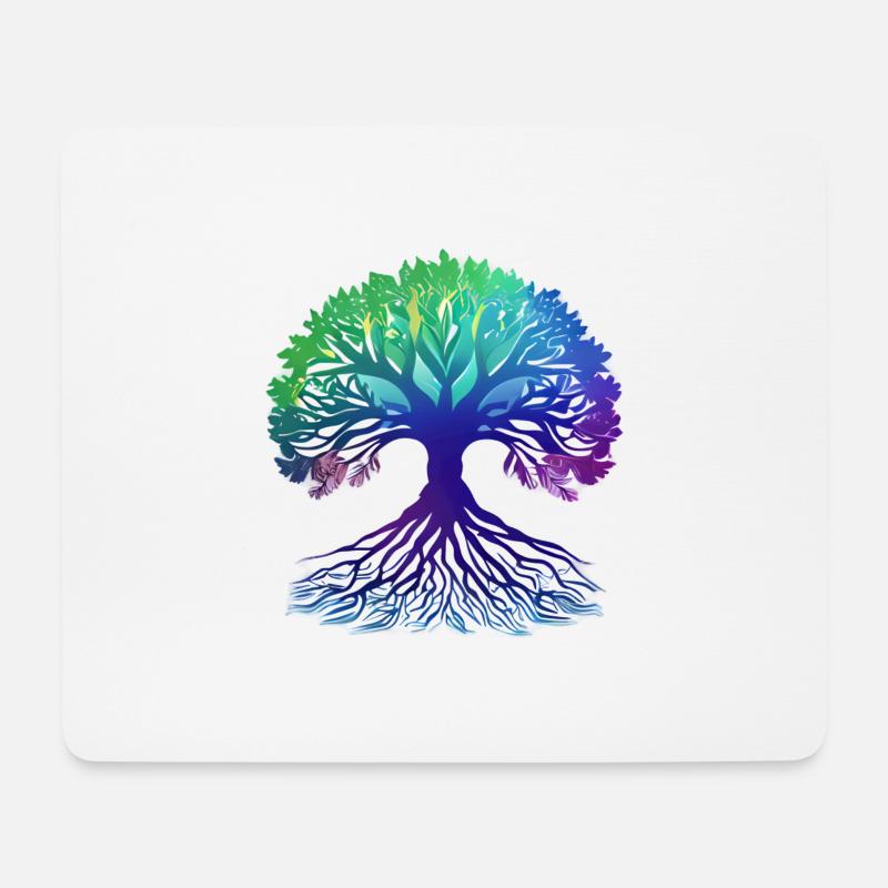 Lebensbaum Yoga Baum des Lebens Meditation - Mousepad (Querformat) - Weiß