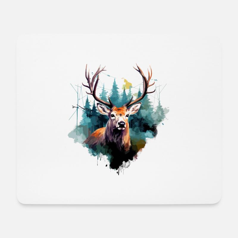 Hirsch - Mousepad (Querformat) - Weiß