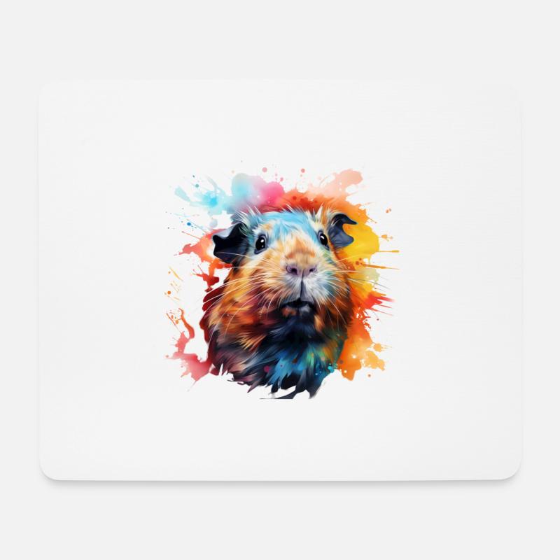 Meerschweinchen Farbexplosion Nagetier Haustiere - Mousepad (Querformat) - Weiß