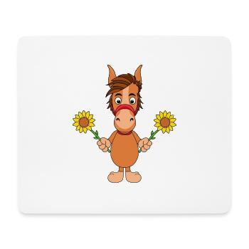 BLUMEN - PFERD - PONY - SONNENBLUMEN - SOMMER - Mousepad (Querformat) - Weiß - Vorne
