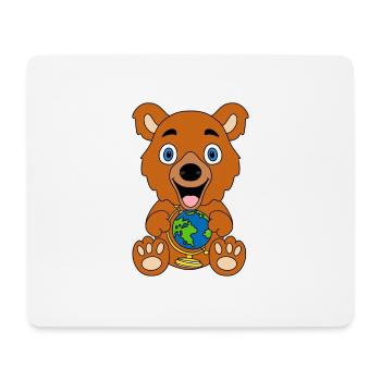 GLOBUS - ERDE - WELT - TEDDYBÄR - BÄR - TEDDY - Mousepad (Querformat) - Weiß - Vorne