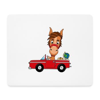 PFERD - AUTO - REISE - WELTENBUMMLER - PONY - Mousepad (Querformat) - Weiß - Vorne