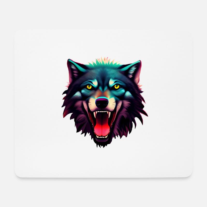 Wolf - Mousepad (Querformat) - Weiß