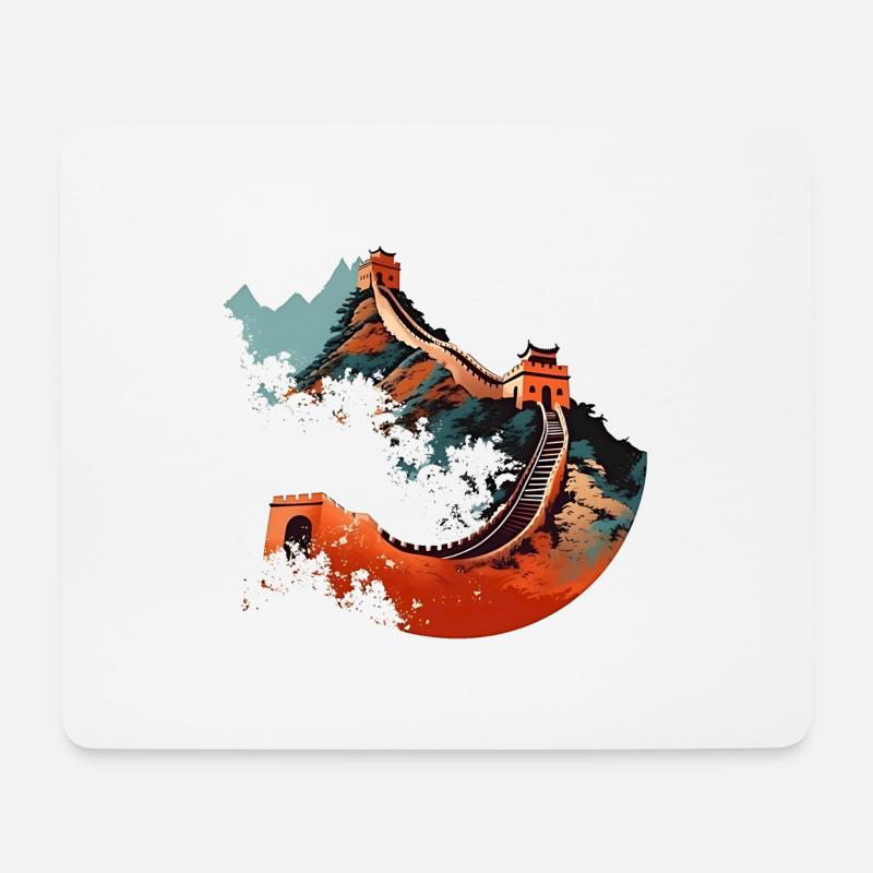 Chinesische Mauer, ein Meisterwerk - Mousepad (Querformat) - Weiß
