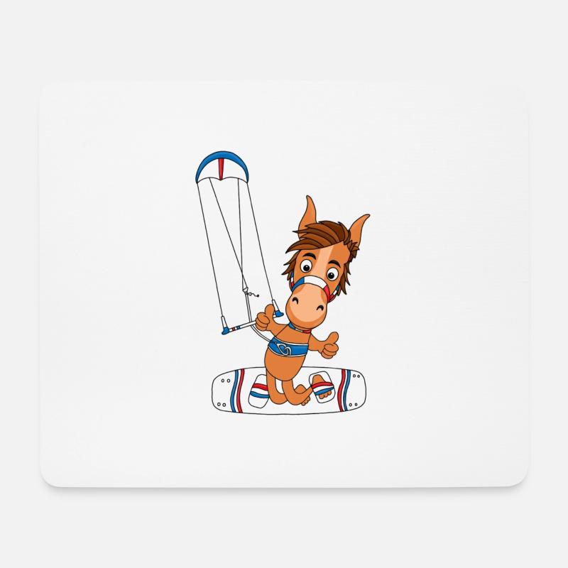 PFERD - PONY - KITESURFER - KITE - KITEN - KITEN - Mousepad (Querformat) - Weiß