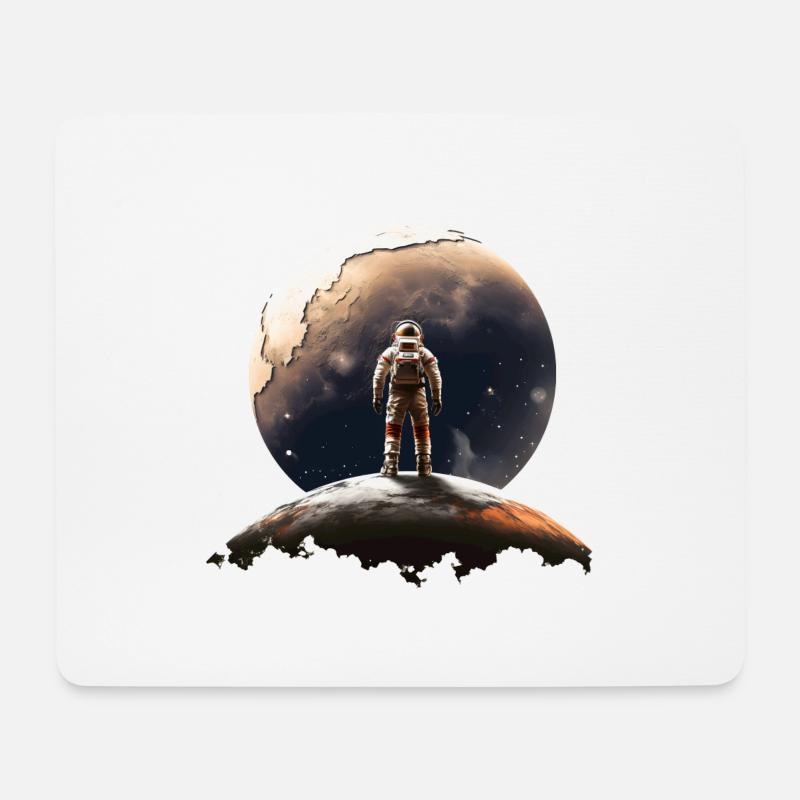 Grandioses Universum: Kontemplativer Astronaut - Mousepad (Querformat) - Weiß