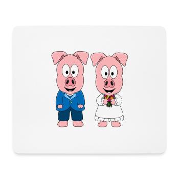 HOCHZEIT - BRAUTPAAR - LIEBE - SCHWEINE - SCHWEIN - Mousepad (Querformat) - Weiß - Vorne