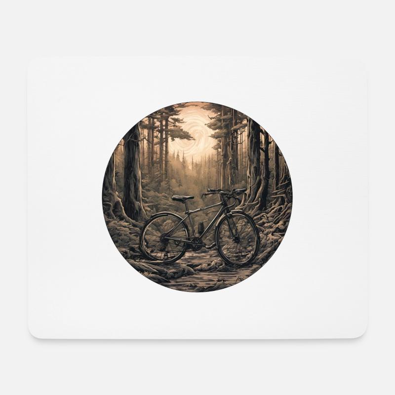 Fahrrad / Bike / Radsport / Bicycle / Wald / Berge - Mousepad (Querformat) - Weiß