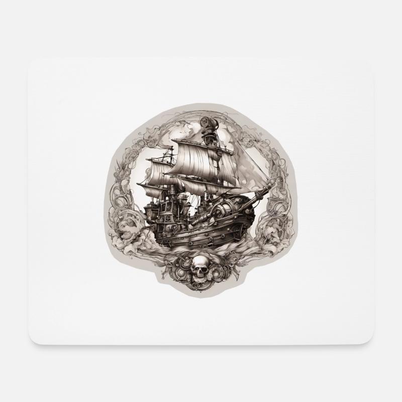 Piratenschiff - Mousepad (Querformat) - Weiß