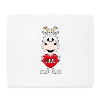 HERZ - LIEBE - TIERISCH - VERLIEBT - TIER - ZIEGE - Mousepad (Querformat) - Weiß - Vorne