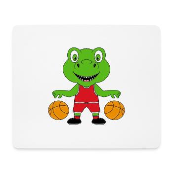 BASKETBALL - SPORT - DINO - DINOSAURIER - KINDER - Mousepad (Querformat) - Weiß - Vorne