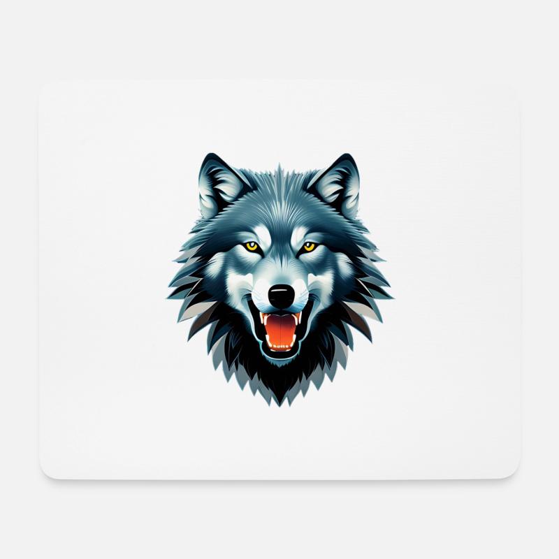Wolf - Mousepad (Querformat) - Weiß