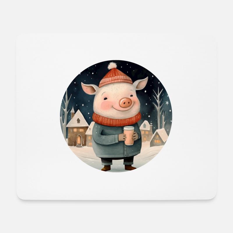 Schweinchen mit Kakao - Mousepad (Querformat) - Weiß