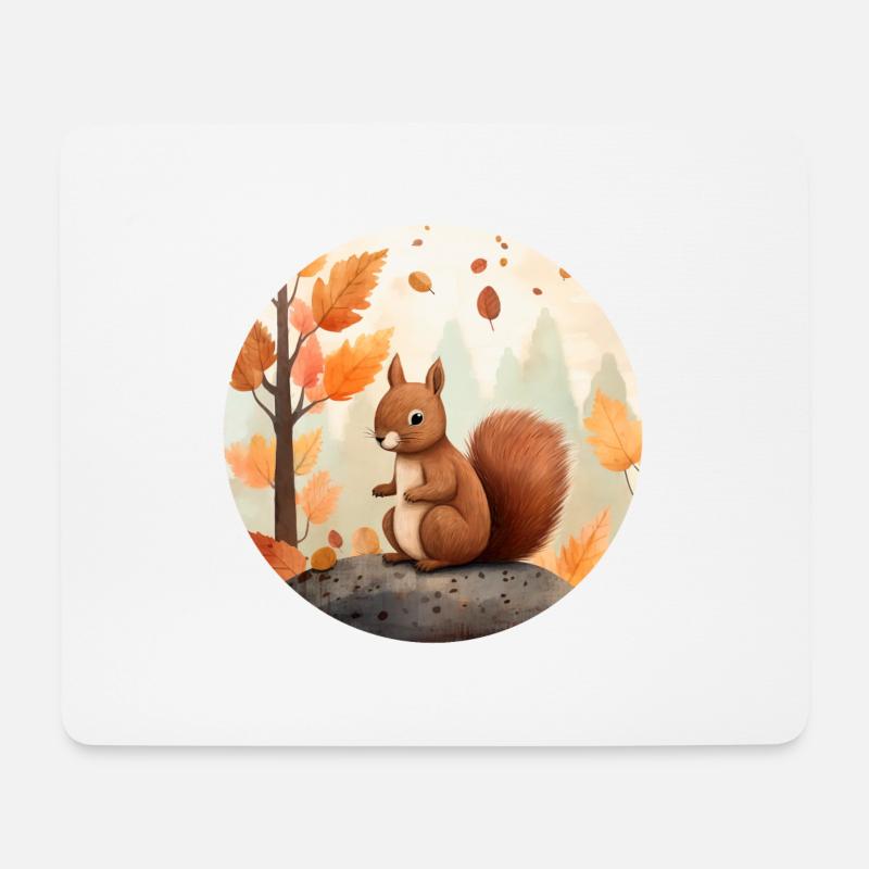 Eichhörnchen im Herbst - Mousepad (Querformat) - Weiß