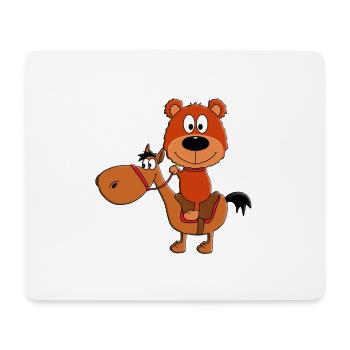 PONY - PFERD - REITEN - TEDDY - BÄR - TEDDYBÄR - Mousepad (Querformat) - Weiß - Vorne
