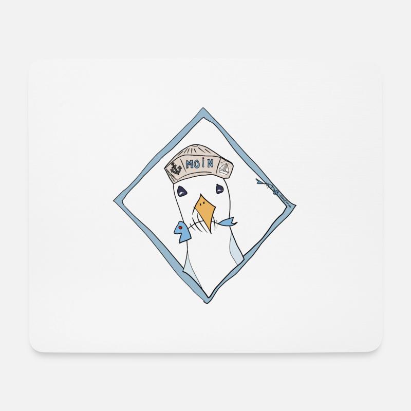 Moin Seemöwe im Diamantrahmen - Mousepad (Querformat) - Weiß