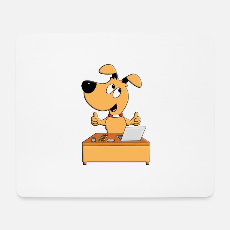 HUND - SCHREIBTISCH - MITARBEITER - CHEF - JOB - Mousepad (Querformat) - Weiß