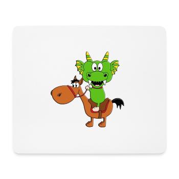 DRACHE - REITEN - PFERD - PFERDE - PONY - PONYS - Mousepad (Querformat) - Weiß - Vorne
