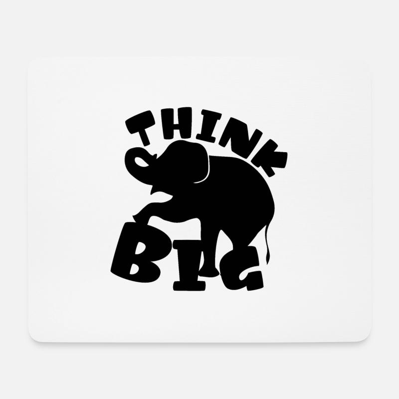 Think Big Elephant Idee schwarz Silhouette - Mousepad (Querformat) - Weiß
