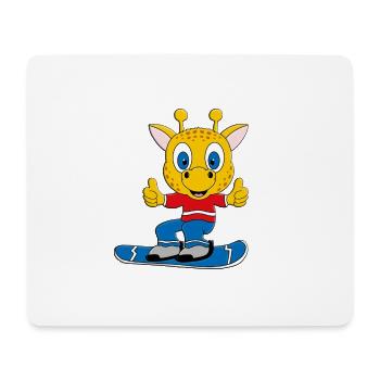 SNOWBOARD - GIRAFFE - TIER - SPORT - TIERISCH - Mousepad (Querformat) - Weiß - Vorne