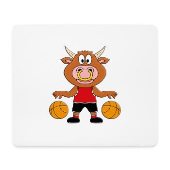 BASKETBALL - BULLE - STIER - RIND - KUH - SPORT - Mousepad (Querformat) - Weiß - Vorne