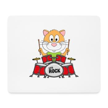 SCHLAGZEUGER - BAND - HAMSTER - MUSIKER - TIER - Mousepad (Querformat) - Weiß - Vorne