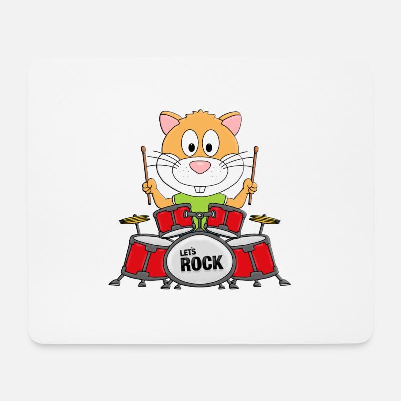 SCHLAGZEUGER - BAND - HAMSTER - MUSIKER - TIER - Mousepad (Querformat) - Weiß