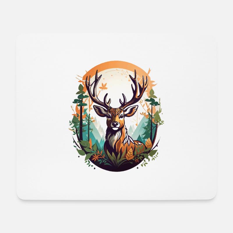 Hirsch - Mousepad (Querformat) - Weiß