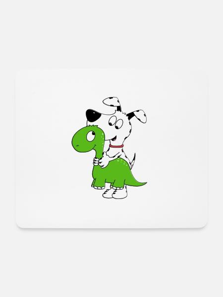 HUND - DINO - DINOSAURIER - KUSCHELTIER - TIERISCH - Mousepad (Querformat) - Weiß