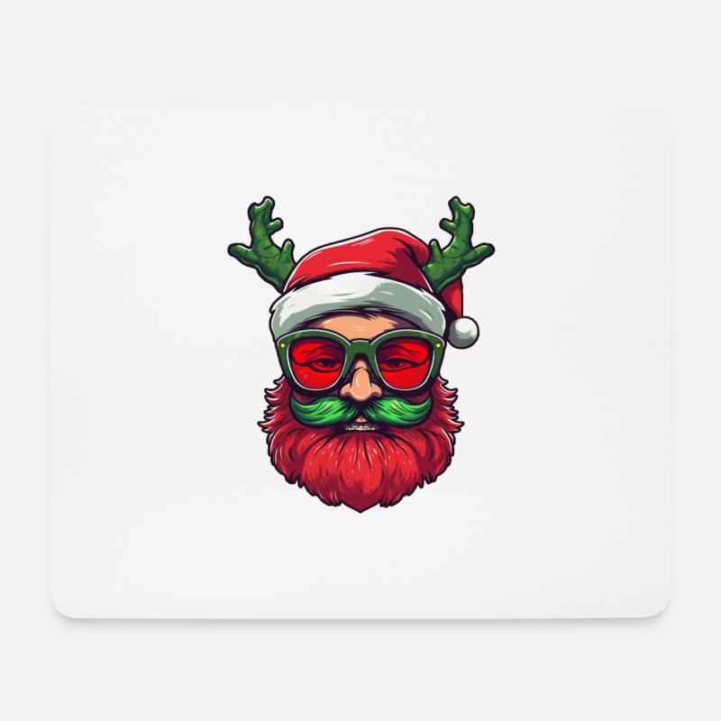 Ugly Christmas Santa Clause Logo Design - Mousepad (Querformat) - Weiß