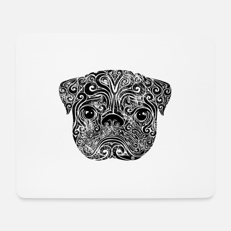 Swirly Mops (s/w) - Mousepad (Querformat) - Weiß