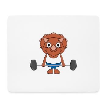 FITNESS - GEWICHTHEBER - FIT - SPORT - DINOSAURIER - Mousepad (Querformat) - Weiß - Vorne
