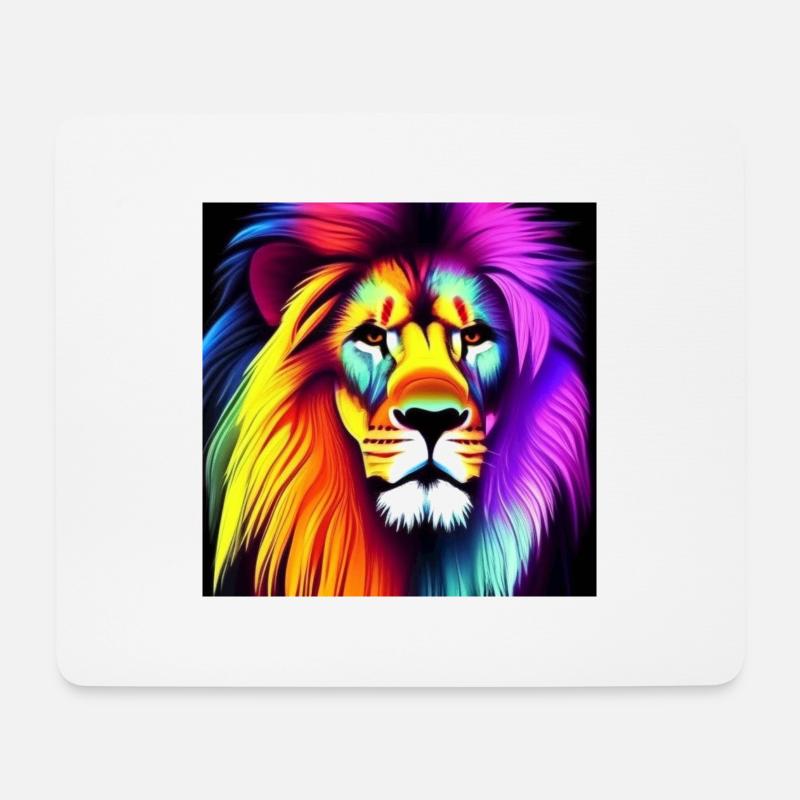 KI Lion abstract - Mousepad (Querformat) - Weiß