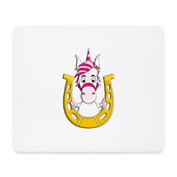 EINHORN - HUFEISEN - GLÜCK - GLÜCKSBRINGER - LIEBE - Mousepad (Querformat) - Weiß - Vorne