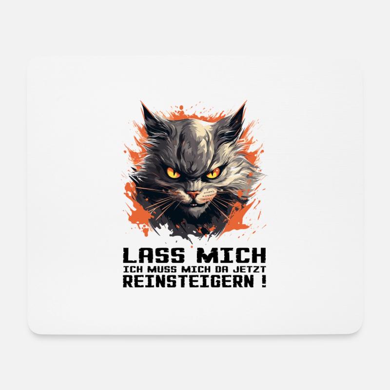 Katze mit Bösem Blick - Lass mich da reinsteigern - Mousepad (Querformat) - Weiß