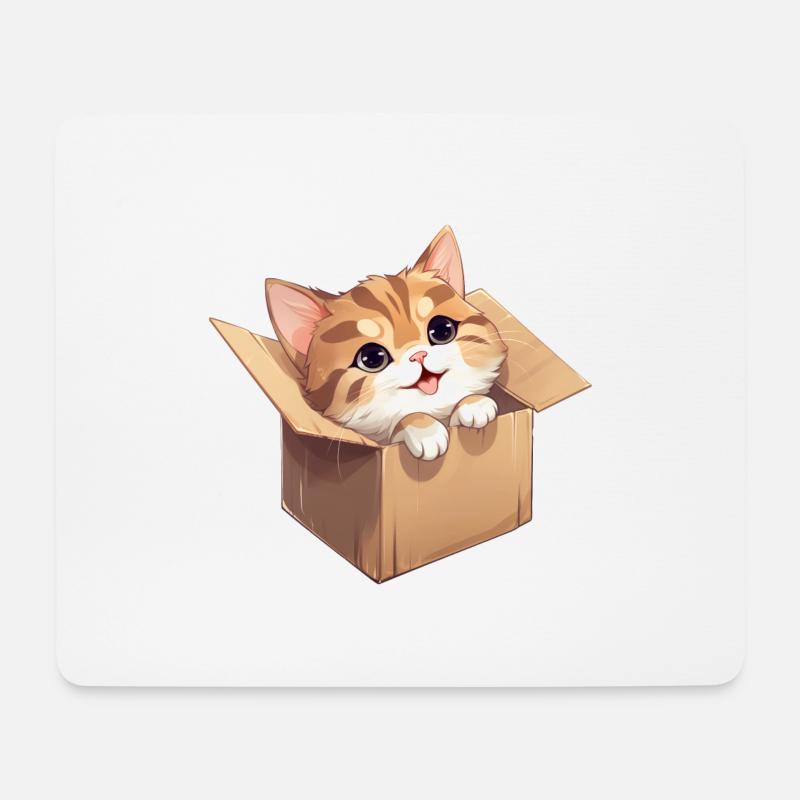 Katze in Karton - Mousepad (Querformat) - Weiß