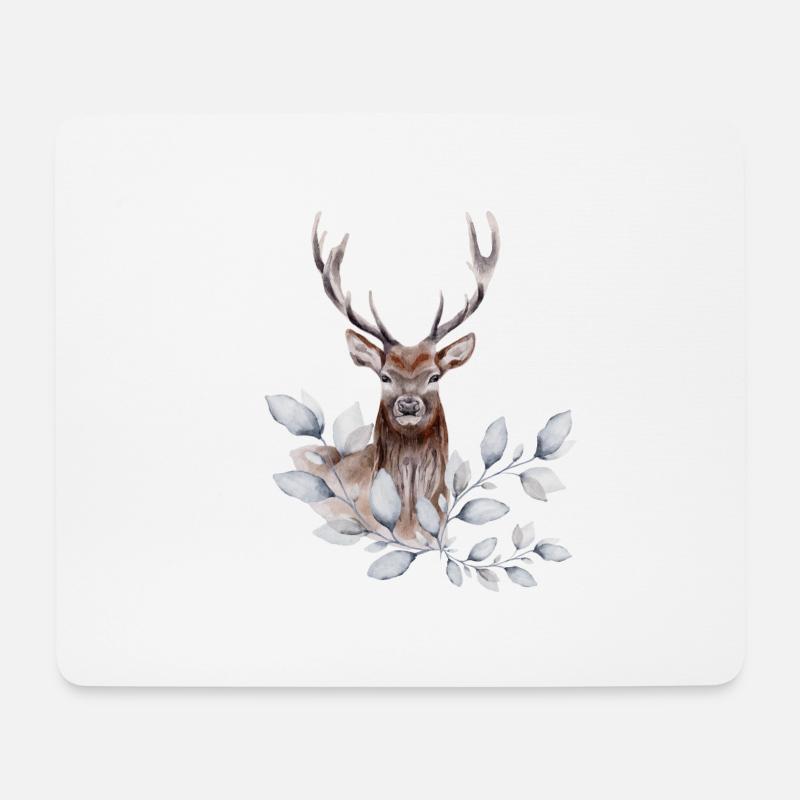 Rentier im Winter - Mousepad (Querformat) - Weiß