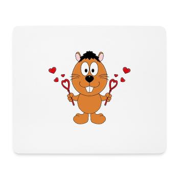 BIBER - LIEBE - TIERISCH - VERLIEBT - SEIFENBLASEN - Mousepad (Querformat) - Weiß - Vorne