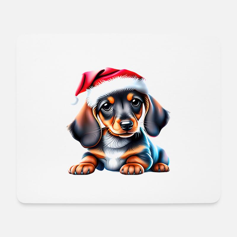 Dachshund Weihnachten X-Mas Hund Dackelwelpe - Mousepad (Querformat) - Weiß