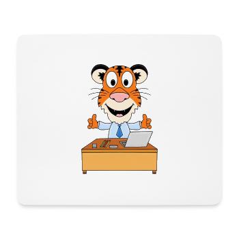 TIGER - ARBEIT - JOB - BERUF - SCHREIBTISCH - CHEF - Mousepad (Querformat) - Weiß - Vorne